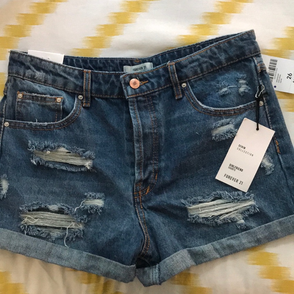 Denim high waisted shorts